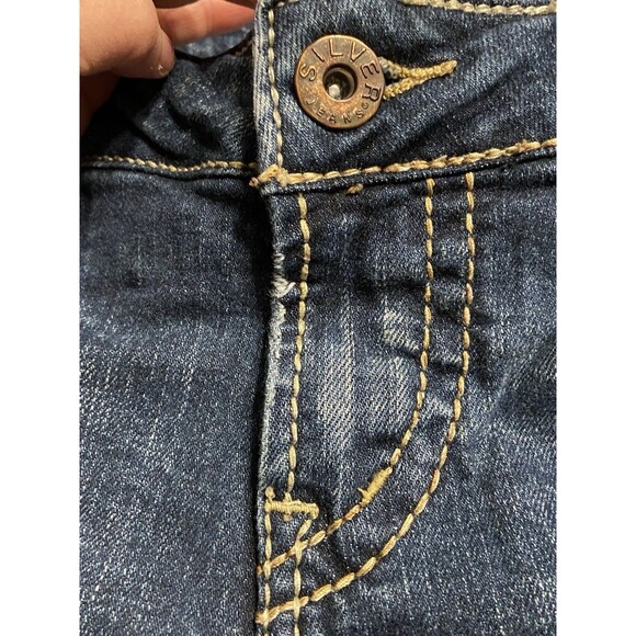 Silver Jeans Frances 18" Boot Womens Size 30W/33L Y2K Dark Wash Thick Stitched - Picture 14 of 16